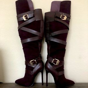 Shoe Dazzle Over-the-knee Belted Pointed Toe Boots